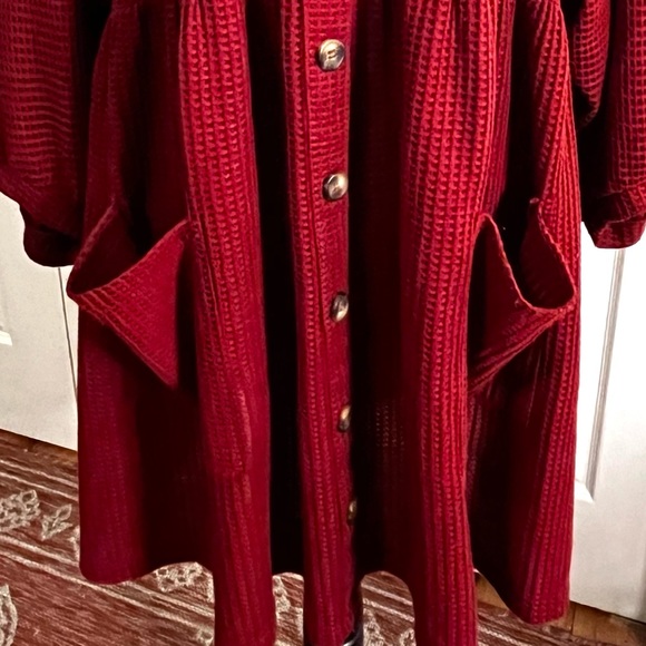 Umgee Waffle Knit Burgundy Midi oversized Dress sz Large - Picture 13 of 14